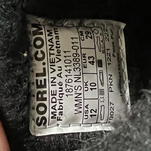 SOREL Womens Nakiska Black Snow Boots Size 12 Suede Shearling Sheepskin Bootie - Picture 5 of 7